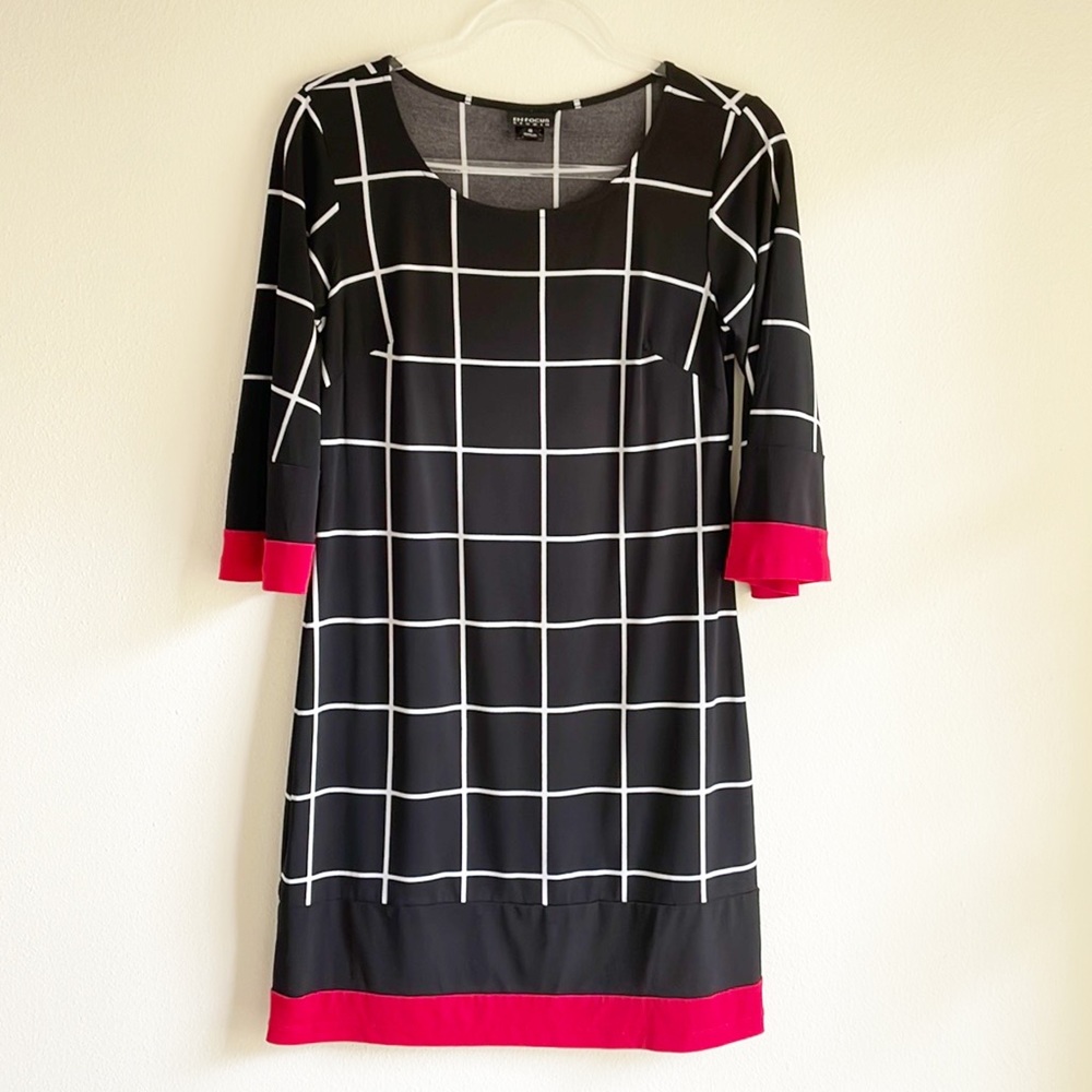 Enfocus Studio midi 3/4 sleeve black and red dress